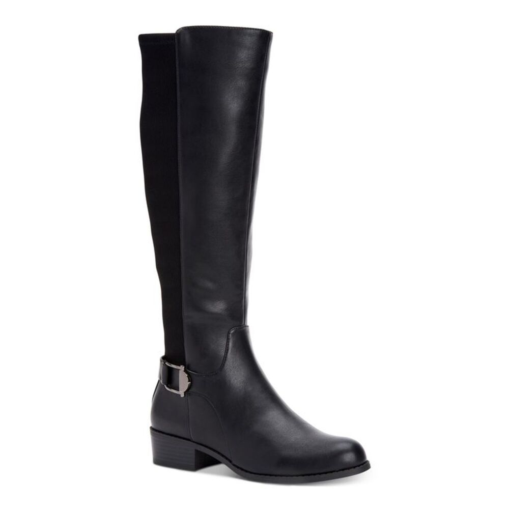 ALFANI Womens Black Stretch Kallumm Round Toe Block Heel Riding Boot 5.5 M